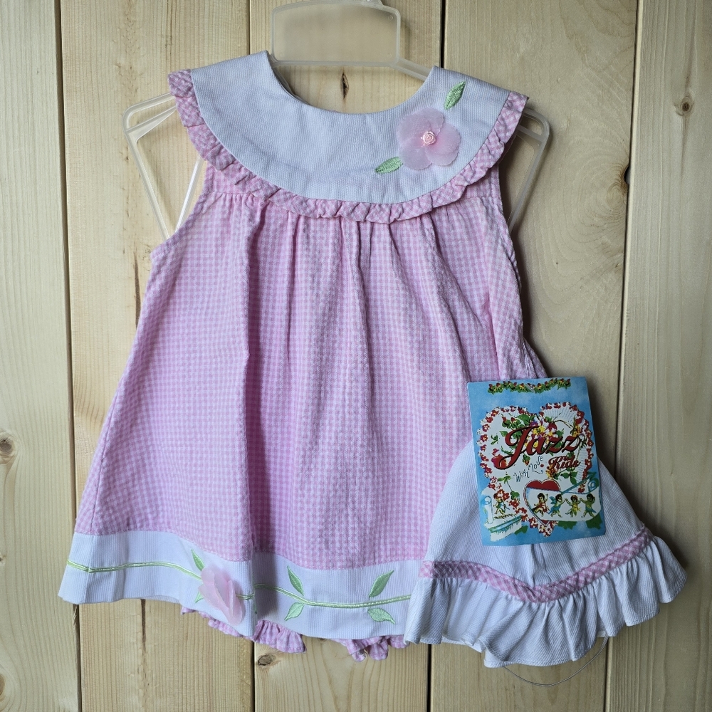 Jazz Kids 3 Piece Pink Set Dress Hat Shorts Baby Outfit Size 18 Months NWT